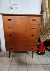 Komoda tekowa z szufladami ,skandynawski design,Szwecja lata 60,mid-c — ujęcie 5