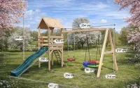 DREWNIANY PLAC ZABAW DLA DZIECI Domek +Zjeżdżalnia + Huśtawki+ Hamak LED — ujęcie 3