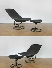 Duński Komplet Vintage Jack Crebolder Kebe Impressa Fotel i Taboret — ujęcie 2