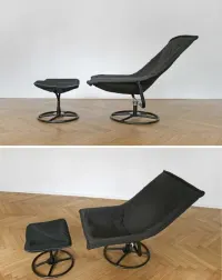 Duński Komplet Vintage Jack Crebolder Kebe Impressa Fotel i Taboret — ujęcie 3