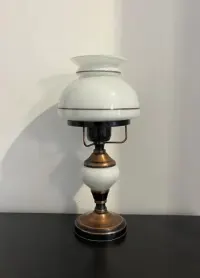 Lampa stołowa vintage retro PRL szkło ceramika metal POLAM — ujęcie 5