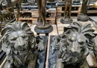 Lwy z brązu  duża figura podstawa marmur 68 cm — ujęcie 5