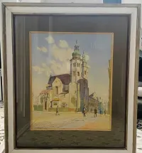 Obraz - akwarela - Kraków z 1949 roku - aukcyjny — ujęcie 3