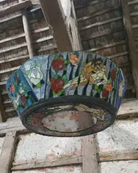Piękna zabytkowa lampa witraż Ogromna lustro unikat — ujęcie 3