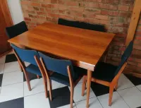 6 KRZESEŁ ASTER + STÓŁ proj. M. Grabiński Rozkładany PRL '60 Swarzędz — ujęcie 2