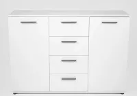 Komoda biała z szufladami i szafkami do sypialni salonu 120x85x35cm — ujęcie 4