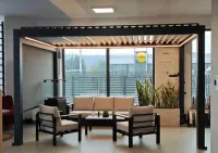 OD RĘKI Aluminiowa pergola ogrodowa tarasowa MODENA 4x3m, kolor grafit antracyt RAL7016/struktura automatyczna + oświetlenie led — ujęcie 2