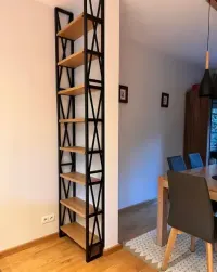 Regał na książki, Regał industrialny Loft,  na wymiar, dębowe półki — ujęcie 4
