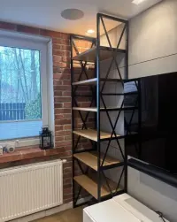Regał na książki, Regał industrialny Loft,  na wymiar, dębowe półki — ujęcie 5