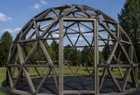 Tworzywo nie drewno!!! trwała!!! Kula geodezyjna szara Zadaszenie BASENU KOPUŁA GEODEZYJNA GEODOME DOME HOUSE ALTANA GLAMPING Szklarnia Strefa relaksu — ujęcie 2