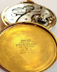 Zegarek Kieszonkowy Gruen Veri-Thin PRECISION Switzerland 9mm GOLD FILLED 10K Kolekcjonerski / Bardzo Ładny Stan ! — ujęcie 4