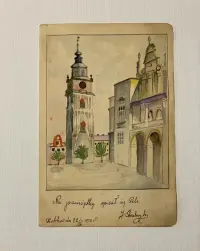 Akwarela, na papierze, 1932 r. Przedwojenny Kraków. — ujęcie 3