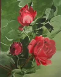 Bukiet Róż-Akryl na Starej Desce-Styl Art-Deco-Vintage — ujęcie 2