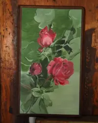 Bukiet Róż-Akryl na Starej Desce-Styl Art-Deco-Vintage — ujęcie 3