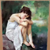 Duży portret kobiecy - Domingo Alvarez Gomez (1942) PASTEL / Okazja — ujęcie 3