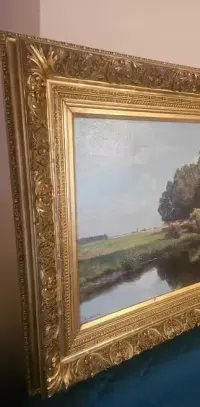 Duży Stary Obraz Antyk autor Max Beierlein ceniony malarz niemiecki XIX/XX wiek szkoła monachijska 109x83vm — ujęcie 3