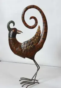 Figurka metalowa bażant ptak z blachy dekoracja ogrodowa 36 cm rękodzieło vintage — ujęcie 4