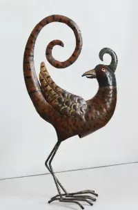 Figurka metalowa bażant ptak z blachy dekoracja ogrodowa 36 cm rękodzieło vintage — ujęcie 3