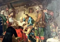 GIGANTYCZY obraz POŻEGNANIE HETMANA CZARNECKIEGO, Olej, XIX wiek, Antyk, polskie malarstwo — ujęcie 3