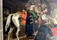 GIGANTYCZY obraz POŻEGNANIE HETMANA CZARNECKIEGO, Olej, XIX wiek, Antyk, polskie malarstwo — ujęcie 4