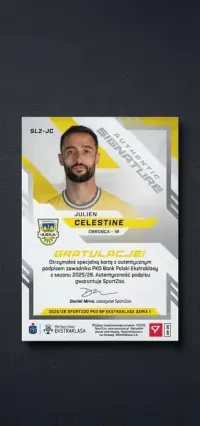 Karta SportZoo Ekstraklasa 2025/26 Julien Celestine Arka Gdynia Autograf 053/139 — ujęcie 2