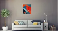 Kubizm, abstrakcja, autorski obraz, akryl na płótnie 50 x 60 cm - WozArt — ujęcie 3