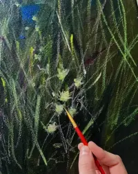 Orginalny Ręcznie Malowany Obraz Olejny Łąka 50 x 60 Gruba Rama Duży Wymiar — ujęcie 4