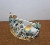 porcelanowa, zdobna żardiniera vintage - mała na rośliny — ujęcie 3