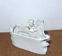porcelanowa, zdobna żardiniera vintage - mała na rośliny — ujęcie 5