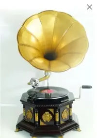 Sprawny gramofon patefon okuty mosiądzem + płyta i igly — ujęcie 5