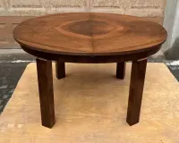 Stół Owalny Orzech 139x110 Art-Deco Rozkładany Antyk lata 30-40 !!  Po Renowacji — ujęcie 3
