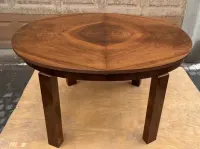 Stół Owalny Orzech 139x110 Art-Deco Rozkładany Antyk lata 30-40 !!  Po Renowacji — ujęcie 4