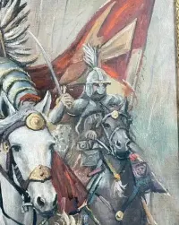 Wojciech Kossak - Szarża Polskiej Husarii - Husaria Na Koniach Obraz Olejny — ujęcie 3