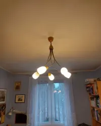 Lampy wiszące, drewno i metal, 5x E14 — ujęcie 3