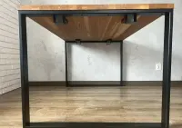 Stół dębowy na stalowej podstawie, rozkladny 140x90/180/220 — ujęcie 2