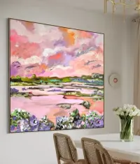 Abstrakcja obraz ręcznie malowany 100x100 cm — ujęcie 3