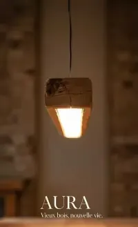 Drewniana wisząca lampa Led, stare drewno, belka w stylu retro, loft — ujęcie 4