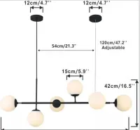 KCO lampa wisząca liniowa z 6 białymi szklanymi kloszami 120cm — ujęcie 2