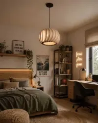 Lampa drewniana sufitowa LED — ujęcie 2