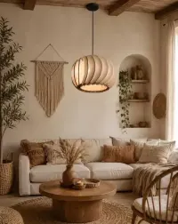 Lampa drewniana sufitowa LED — ujęcie 4