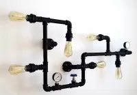 lampa, kinkiet loft, z rur hydraulicznych — ujęcie 2
