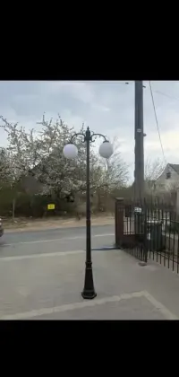 Lampa latarnia ogrodowa, uliczna wysokość 290cm, 2x kula 30cm  FV — ujęcie 2