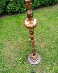 Lampa podłogowa mosiężna zielony abażur z frędzlami — ujęcie 3