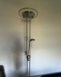 Lampa podłogowa podwójna z funkcją ściemniania - kolor stalowy — ujęcie 2