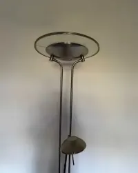 Lampa podłogowa podwójna z funkcją ściemniania - kolor stalowy — ujęcie 3