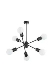 Lampa sufitowa industrialna 6 punktów świetlnych czarna — ujęcie 2