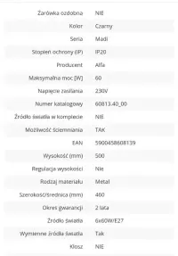 Lampa sufitowa industrialna 6 punktów świetlnych czarna — ujęcie 3