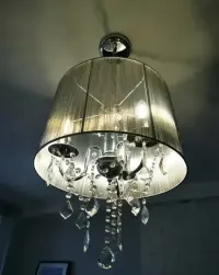 Lampa sufitowa kryształki glamour+lustro okragłe — ujęcie 2