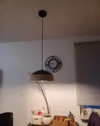 lampa wisząca, 35 cm, drewno/czarny metal, E27 — ujęcie 3