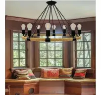 Lampa wisząca duża  Arthur 8 x 60 W E27 żyrandol koło boho — ujęcie 2